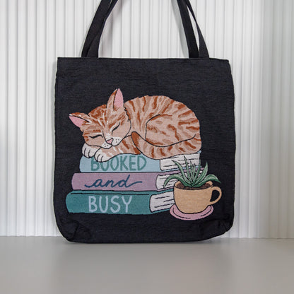 BOOKED & BUSY TAPESTRY TOTE