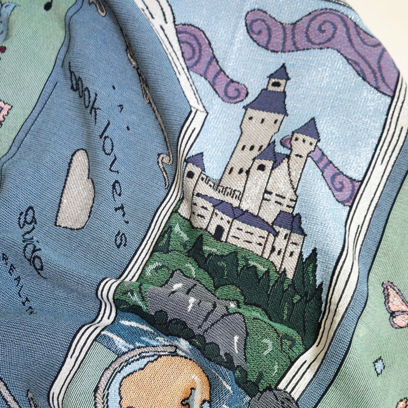 BOOK LOVER THROW BLANKET - WOVEN WITH METALLIC SILVER YARN