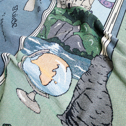 BOOK LOVER THROW BLANKET - WOVEN WITH METALLIC SILVER YARN