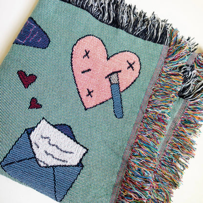 BOOK LOVER THROW BLANKET - WOVEN WITH METALLIC SILVER YARN